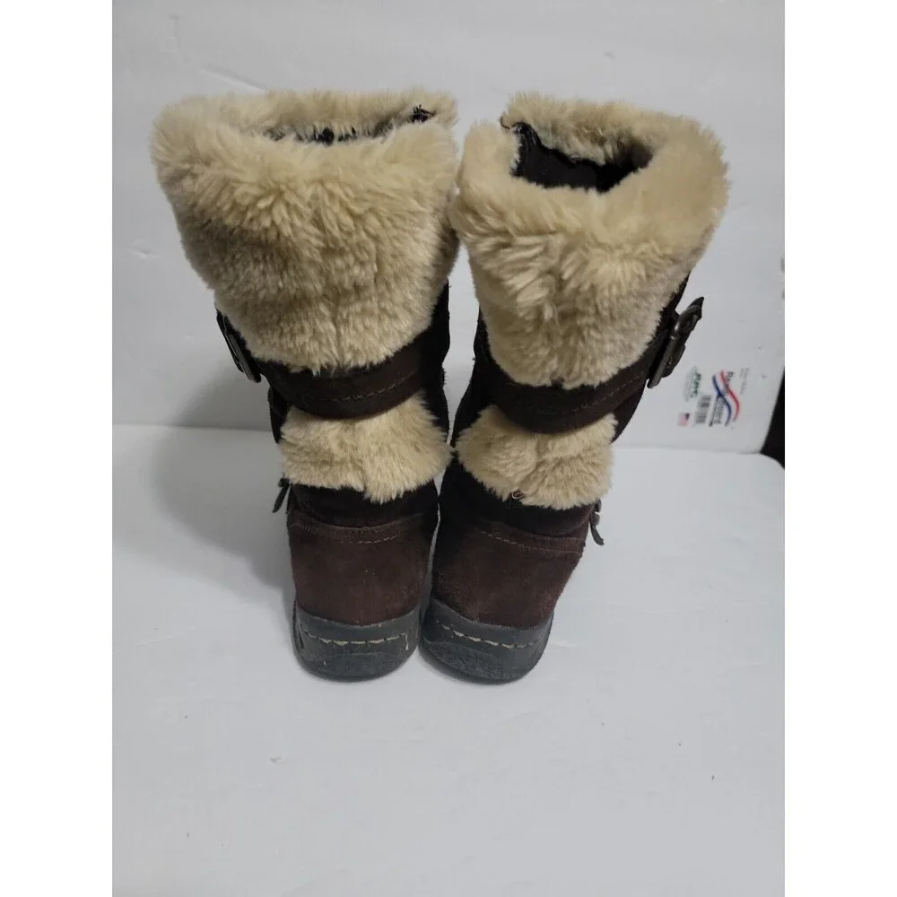 Earth Spirit Brigitte Brown Suede Leather Faux Fur Zip Boots Women’s Size US 8